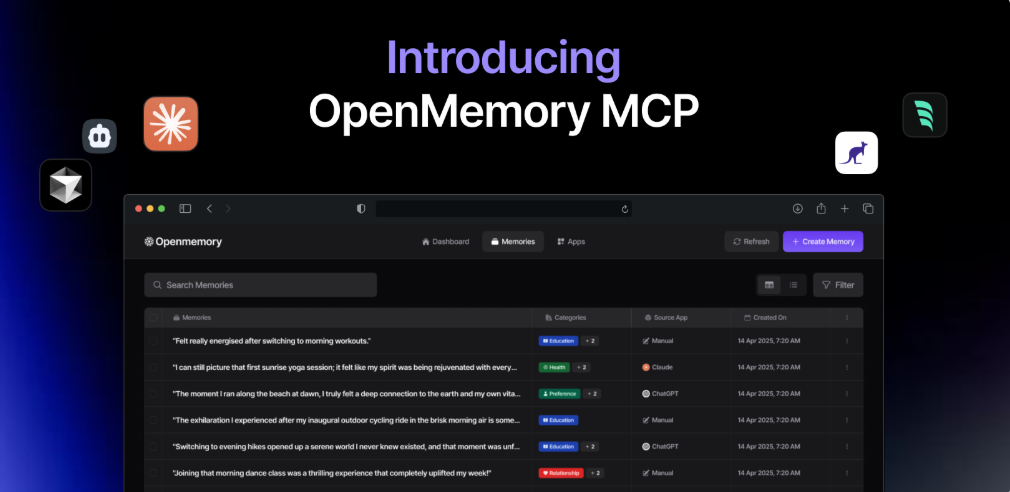 OpenMemory MCP Released! Local Sharing of AI Memory, Efficiencies Doubled with One-Click Sync for Claude and Cursor!